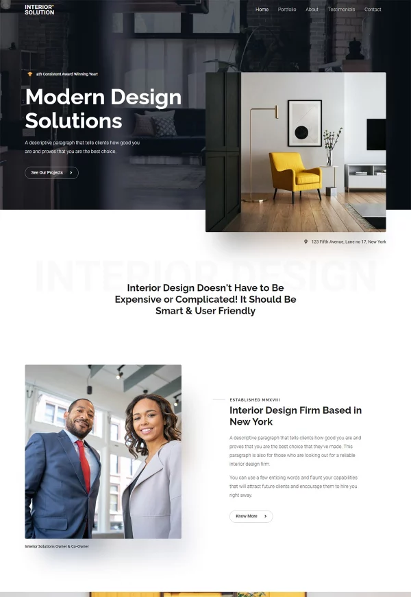 Interior Design Firm 网站模板预览