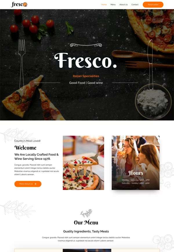Italian Restaurant 网站模板预览