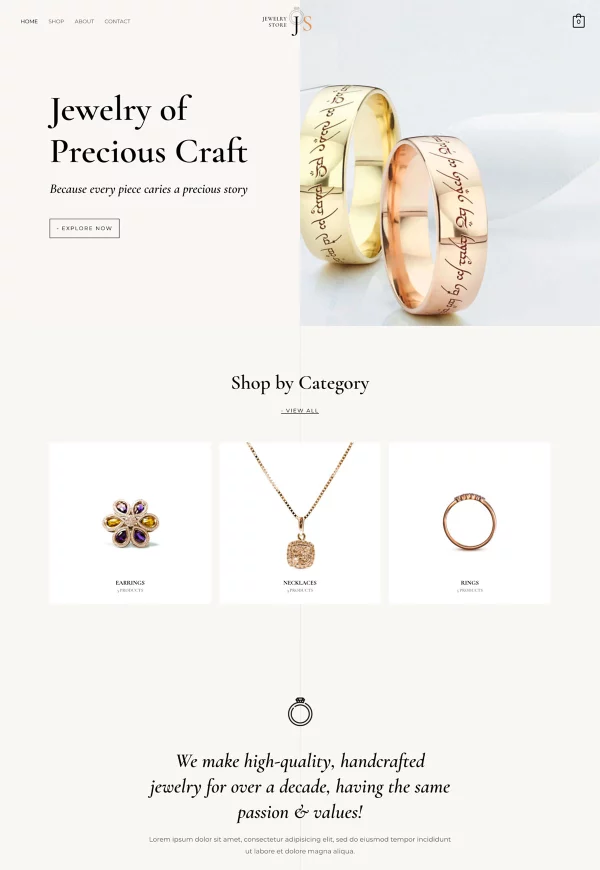 Jewellery Store 网站模板预览