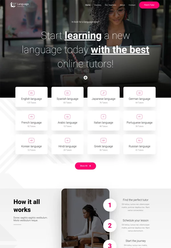 Language Tutors 网站模板预览