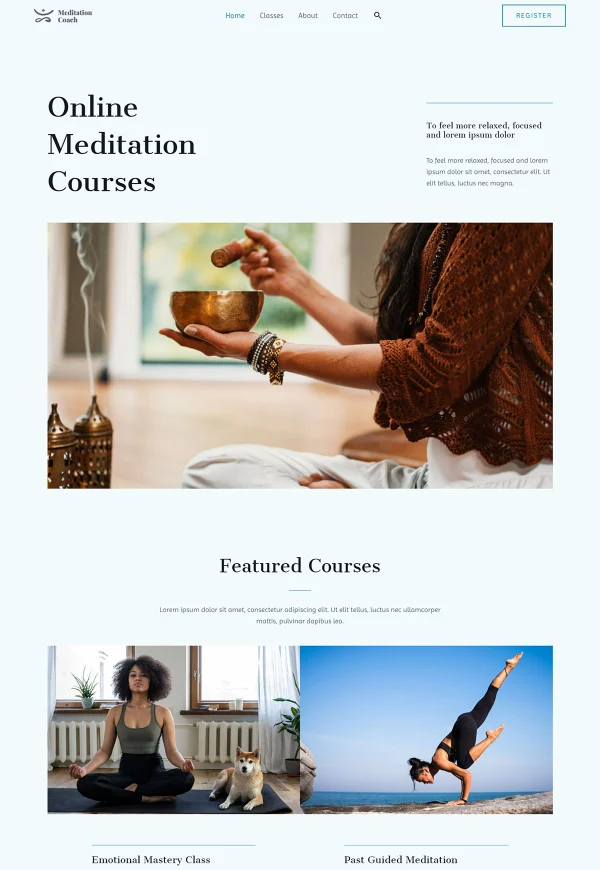 Meditation Courses 网站模板预览