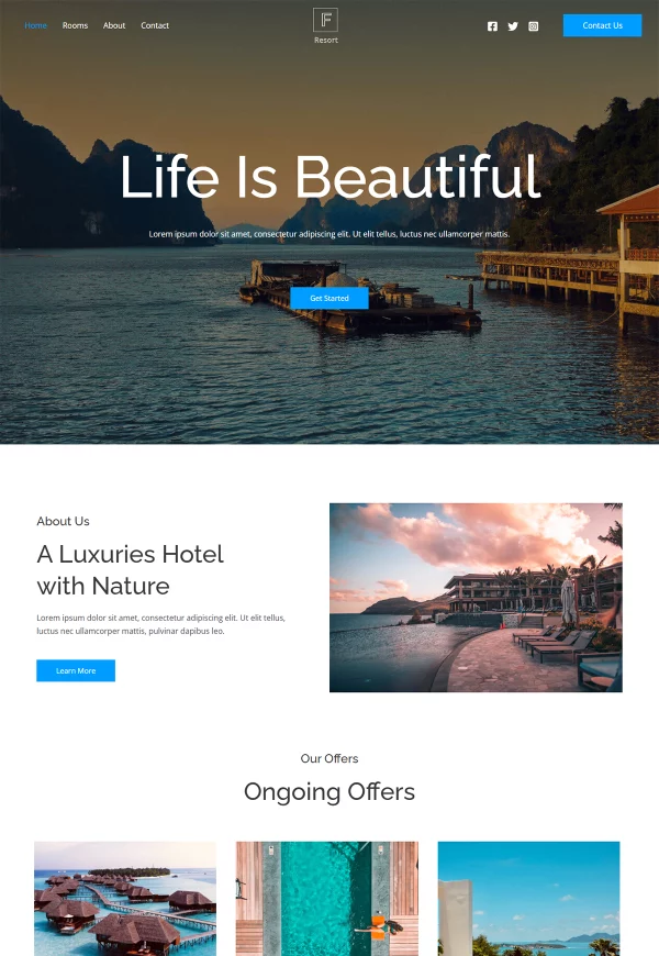 Love Resort 网站模板预览