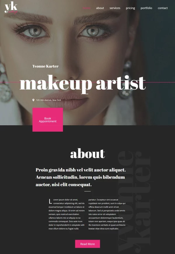 Makeup Artist 网站模板预览
