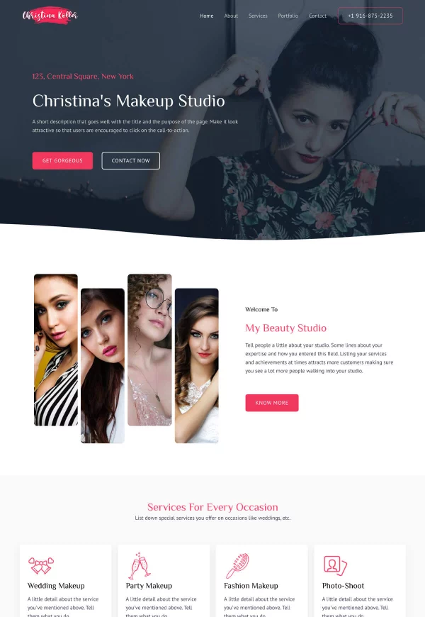 Makeup Artist 网站模板预览