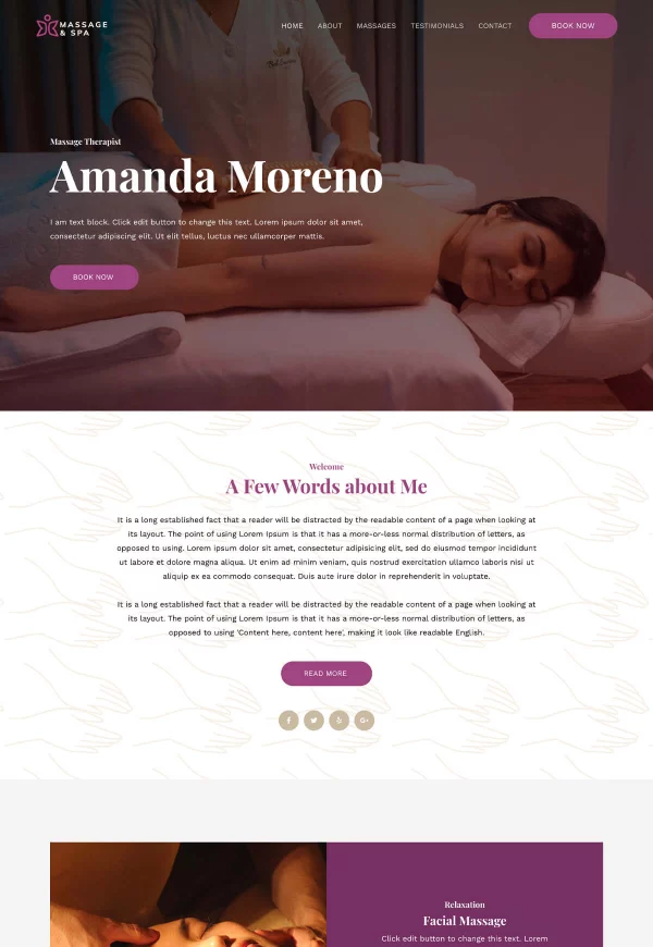Massage Therapist 网站模板预览
