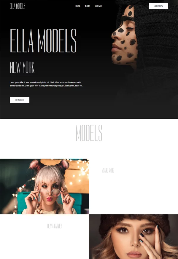 Modeling Agency 网站模板预览
