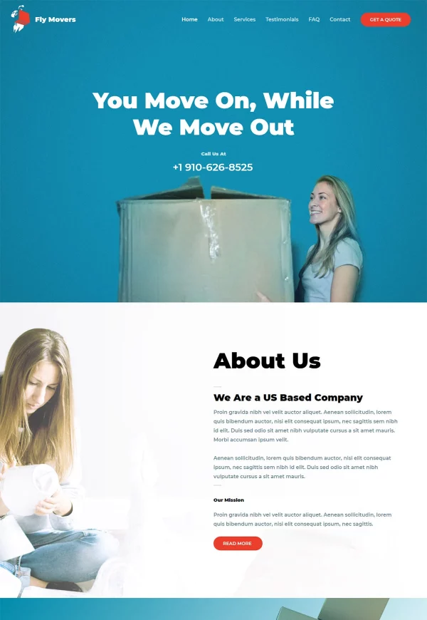 Fly Movers 网站模板预览