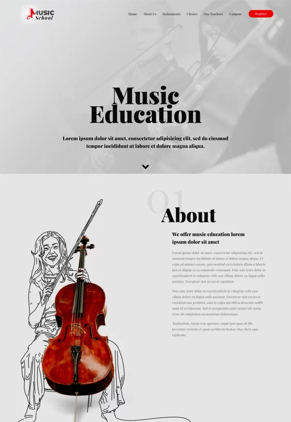 Music School 网站模板预览