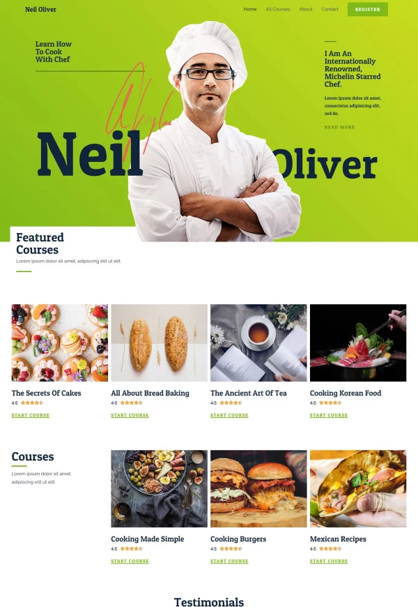 Online Cooking Courses 网站模板预览