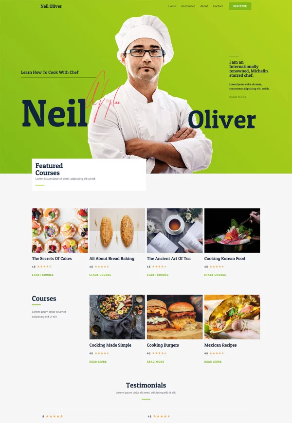 Online Cooking Course 网站模板预览