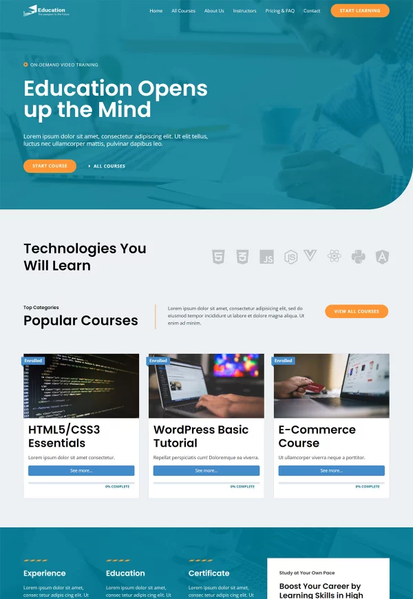 Online Courses 网站模板预览