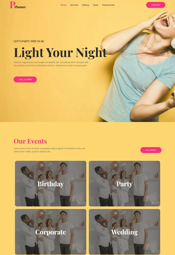 Party Planner 网站模板预览