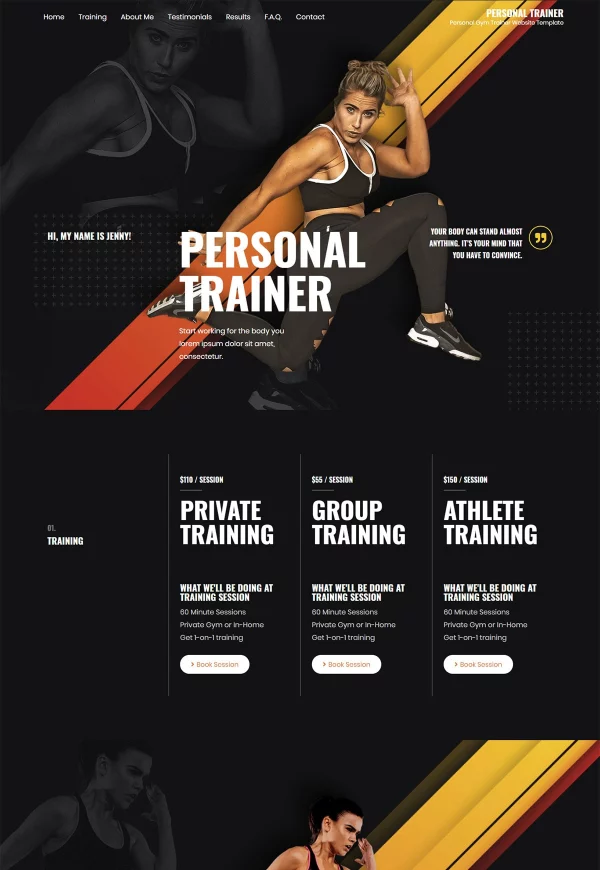 Personal Trainer 网站模板预览