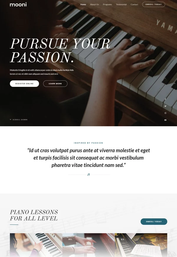 Piano Tutor 网站模板预览