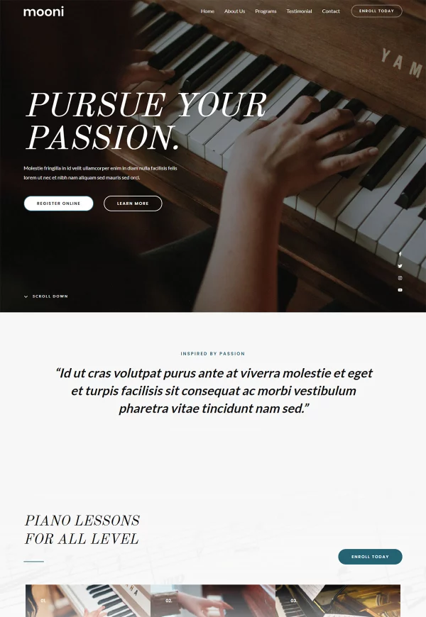 Piano Tutuor 网站模板预览