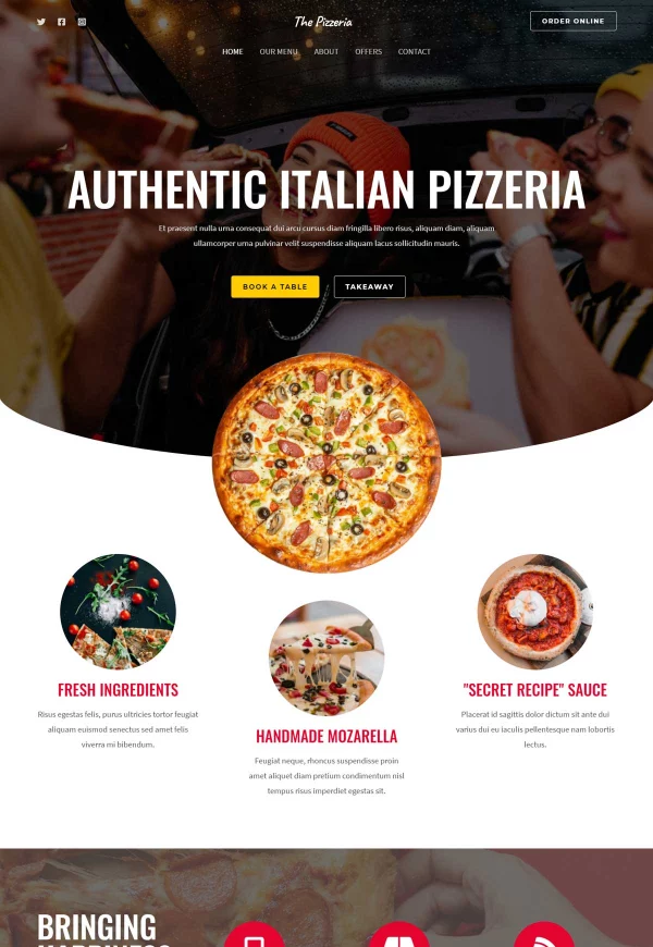 The Pizzeria 网站模板预览
