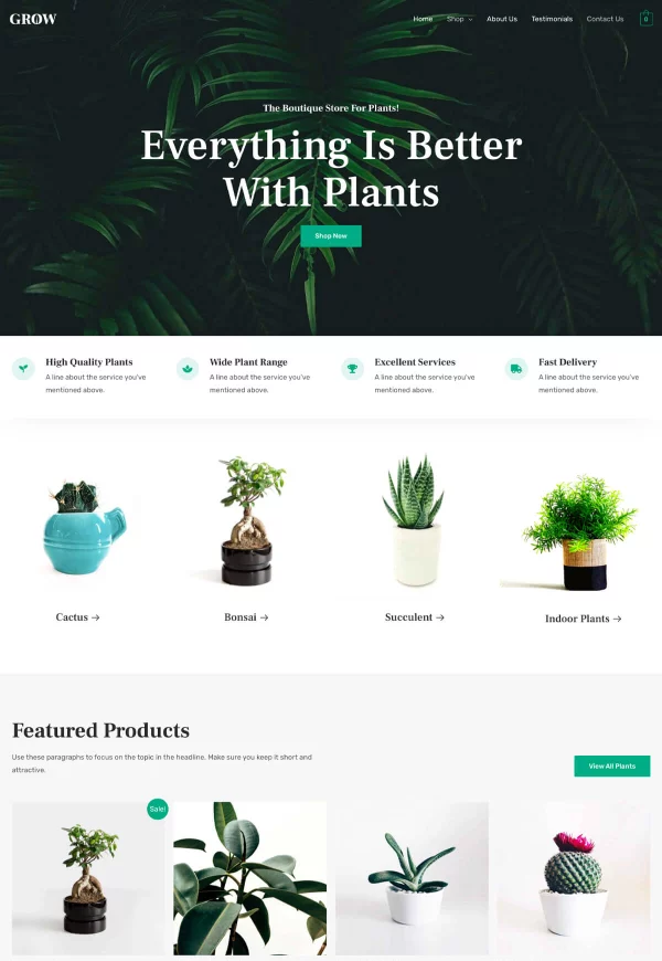 Plant Shop 网站模板预览