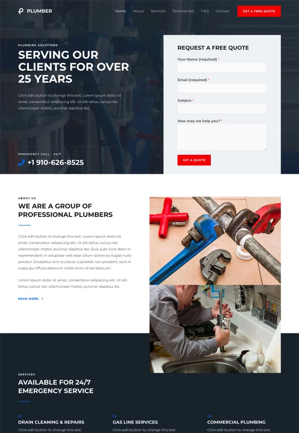 Plumber 网站模板预览