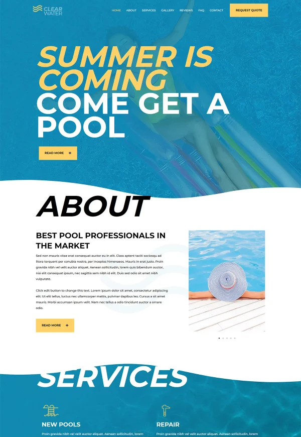 Swimming Pool Services 网站模板预览