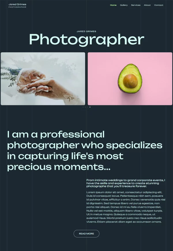 Photographer Portfolio 网站模板预览