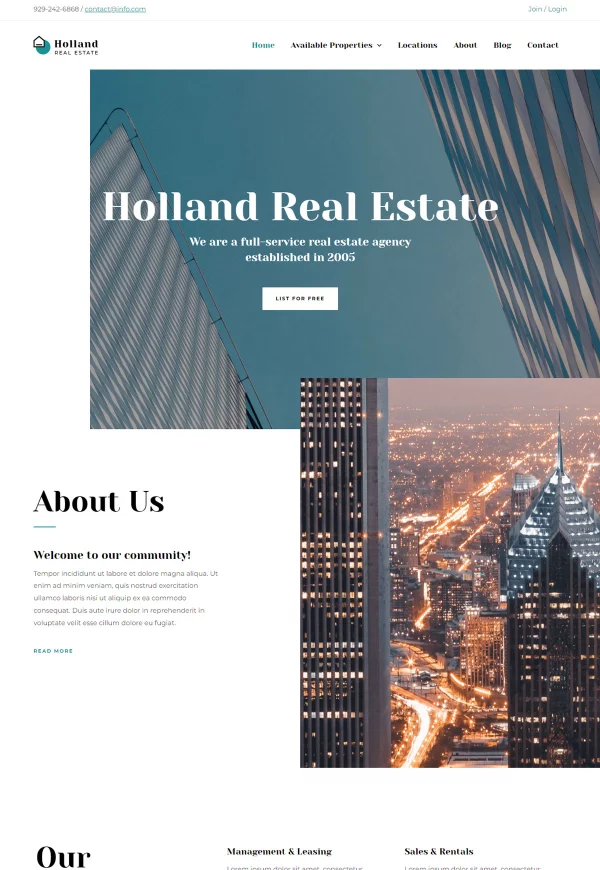 Real Estate Agency 网站模板预览