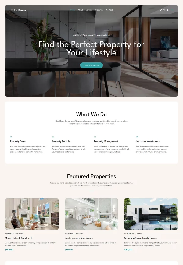 Real Estate Company 网站模板预览