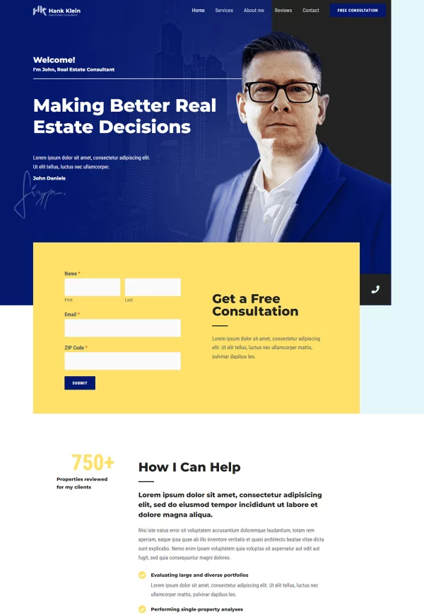 Real Estate Consultant 网站模板预览