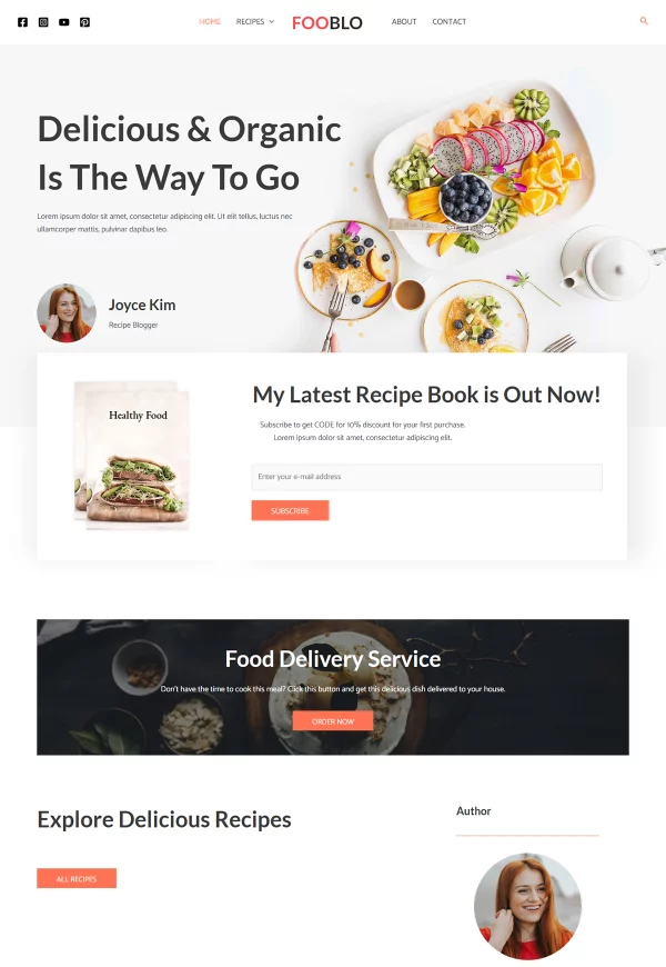 Recipe Blogger 网站模板预览