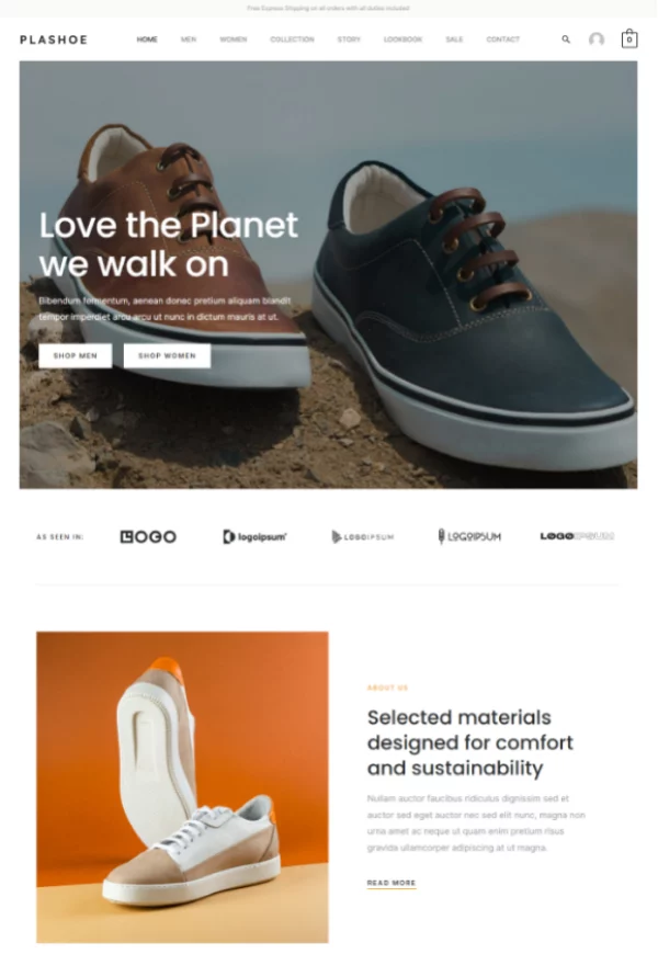 Recycled Shoe Store 网站模板预览