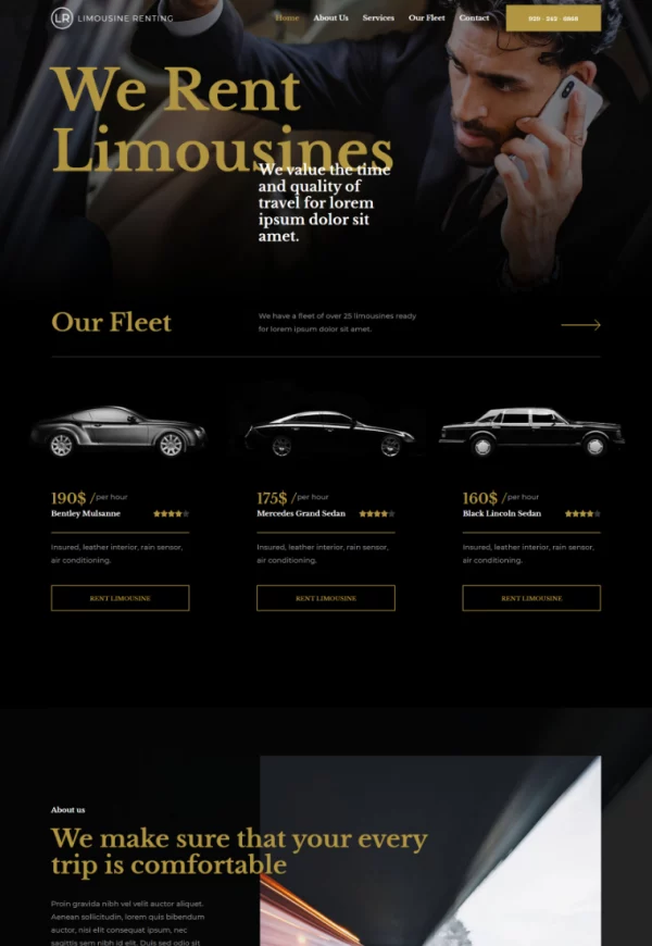 Limousine Rental Agency 网站模板预览