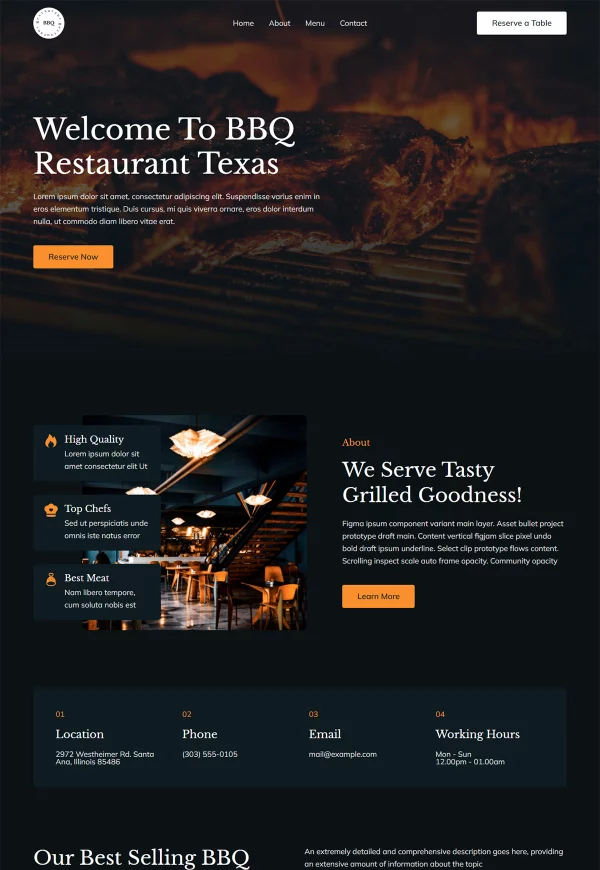 BBQ Restaurant 网站模板预览
