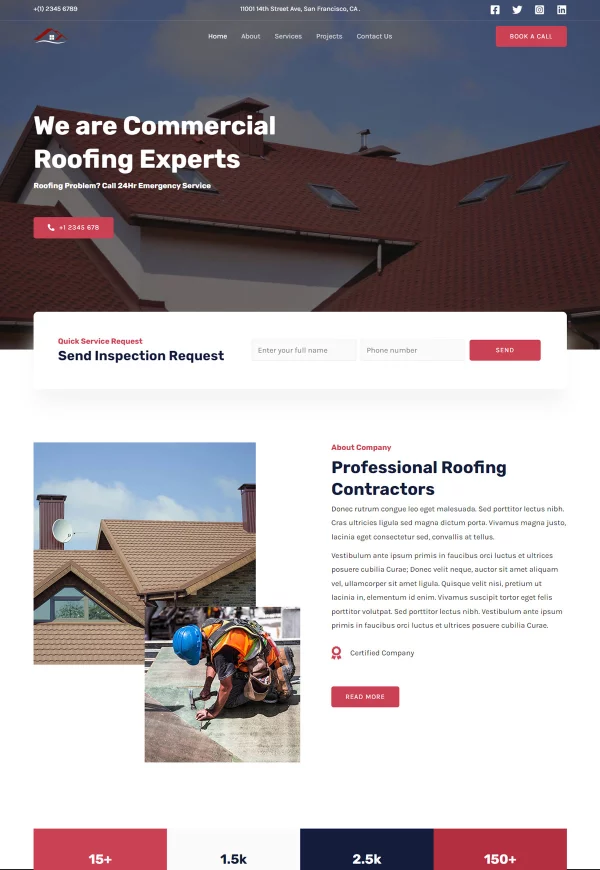 Roofing Agency 网站模板预览