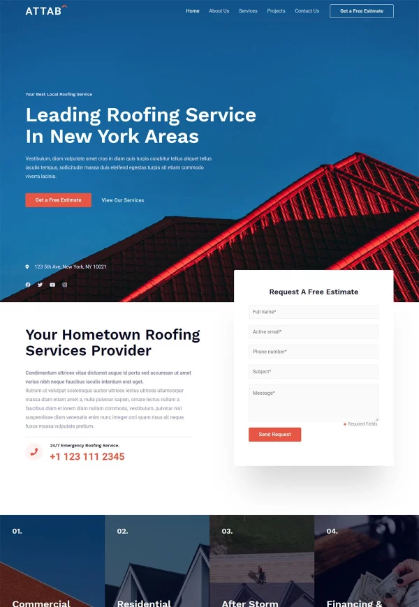 Roofing Services 网站模板预览