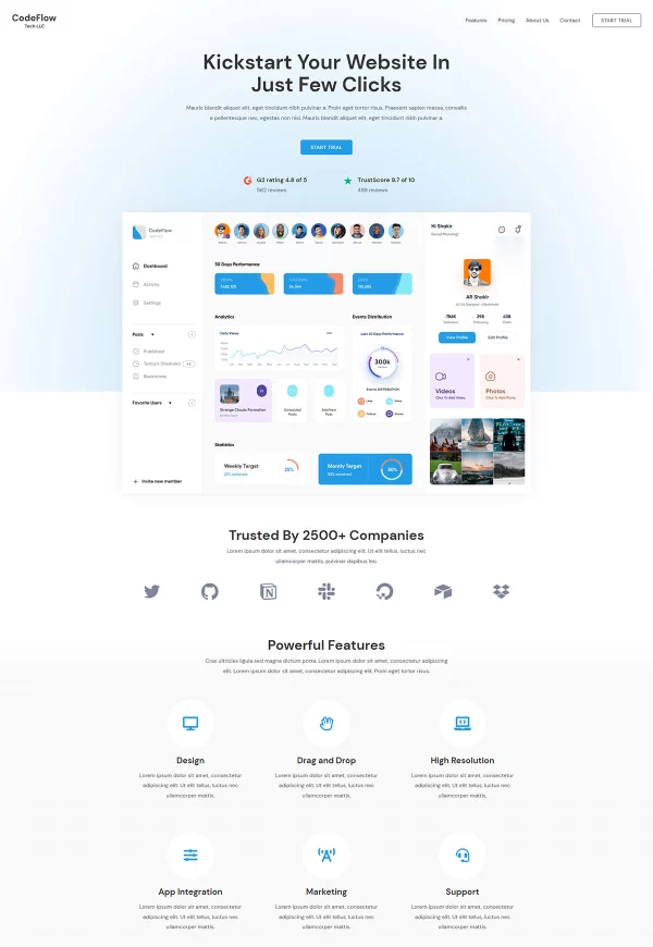 SaaS App Tech Company 网站模板预览