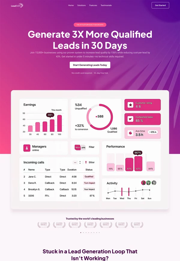 SaaS Landing Page 网站模板预览