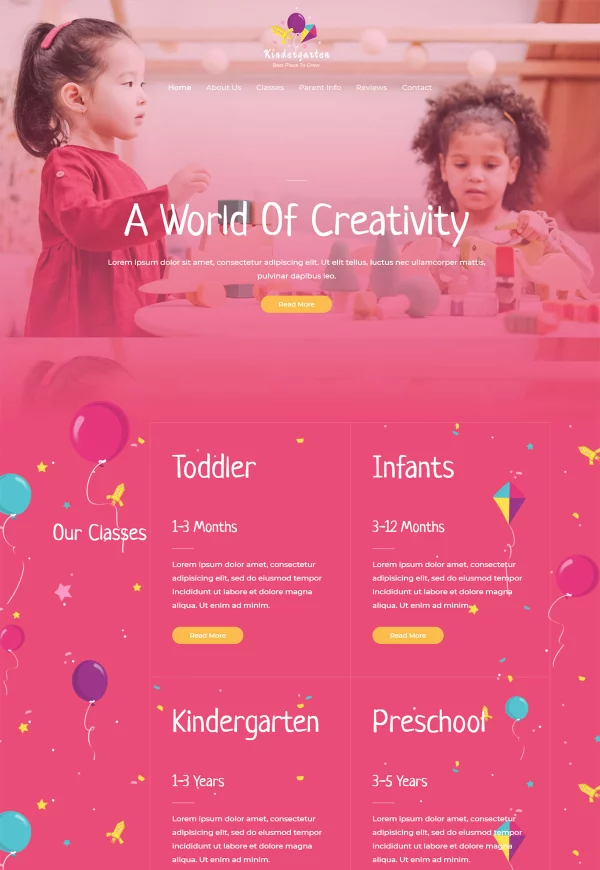 School & Kindergarten 网站模板预览