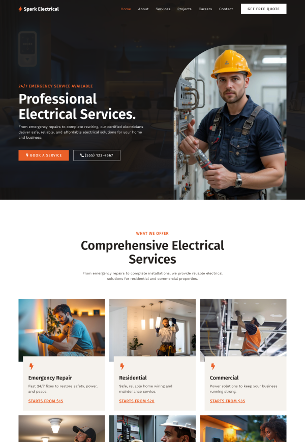 Electrician Company 网站模板预览