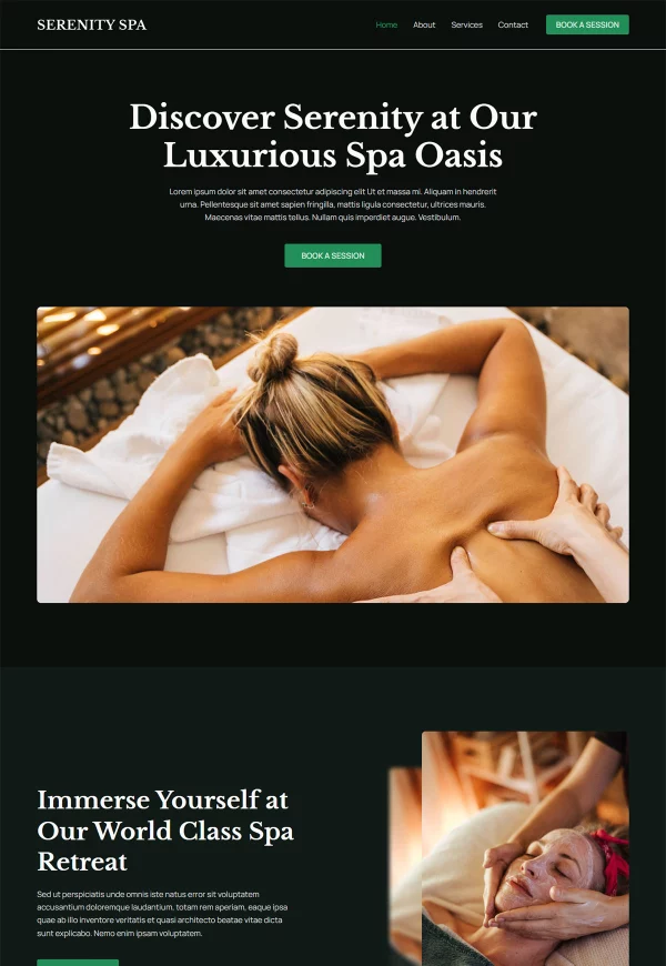 Serenity Spa 网站模板预览