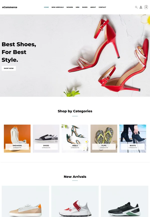 Shoe Store 网站模板预览