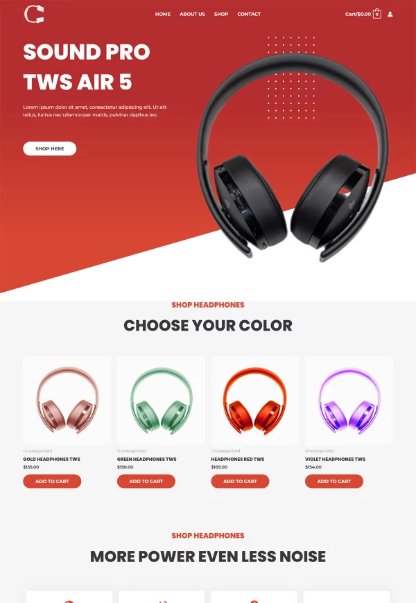 Headphones Shop 网站模板预览