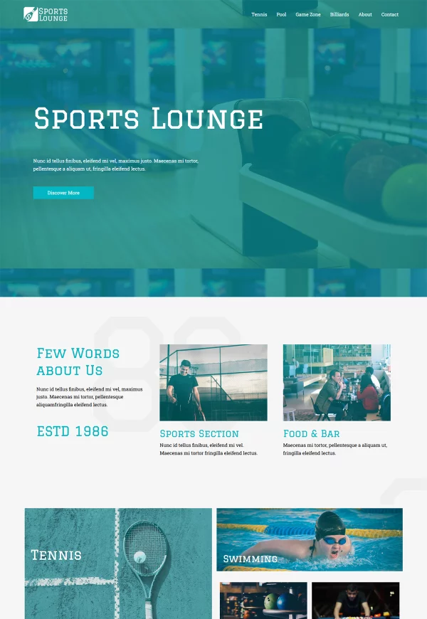 Sports Lounge 网站模板预览