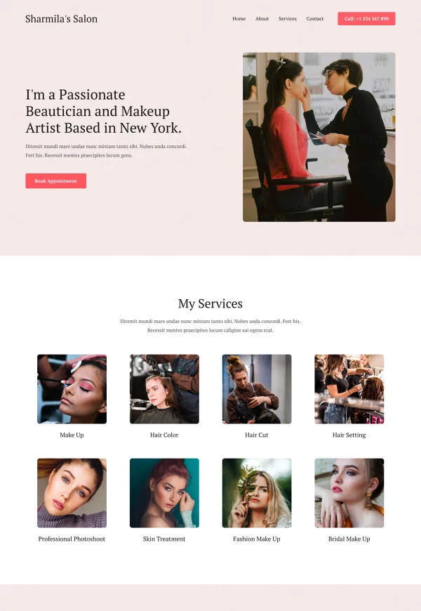 Salon & Spa 网站模板预览