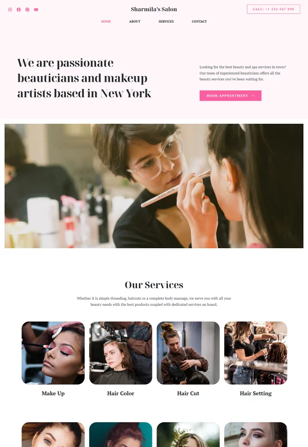 Sharmila’s Salon 网站模板预览