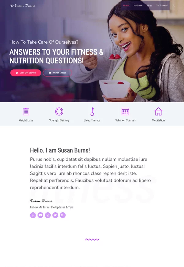 Health Coach 网站模板预览