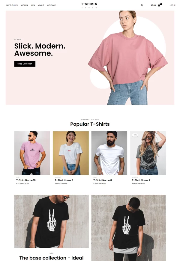 T-Shirts Store 网站模板预览