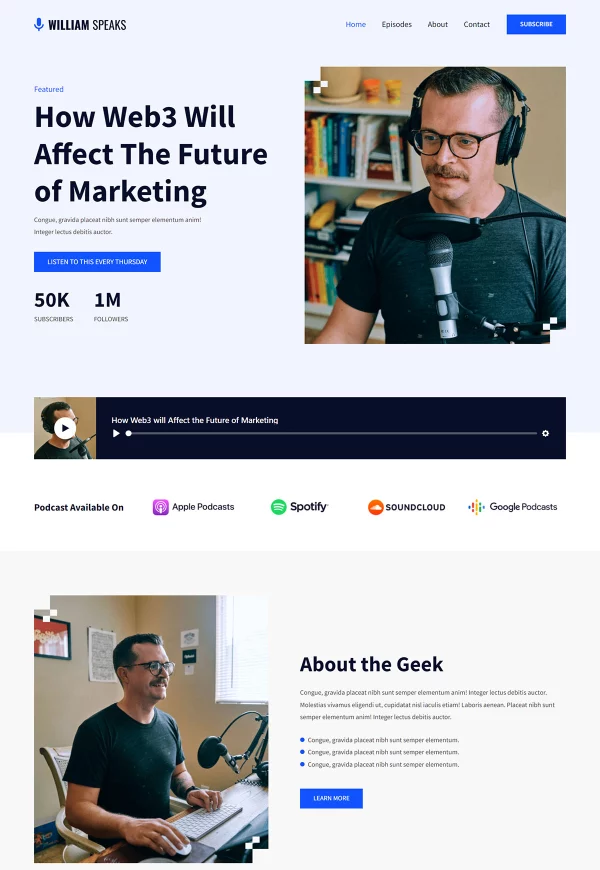 Tech Guru Podcast 网站模板预览