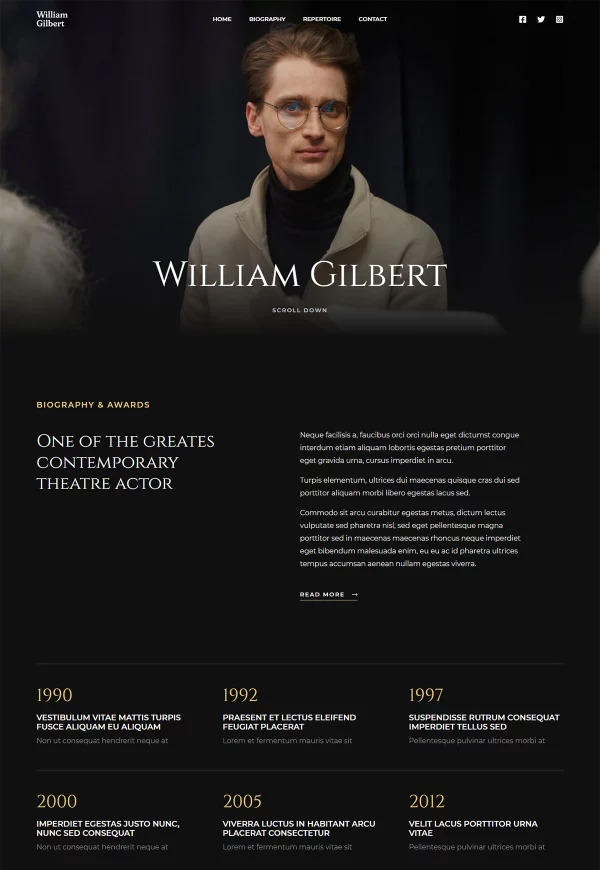 Theatre Artist 网站模板预览
