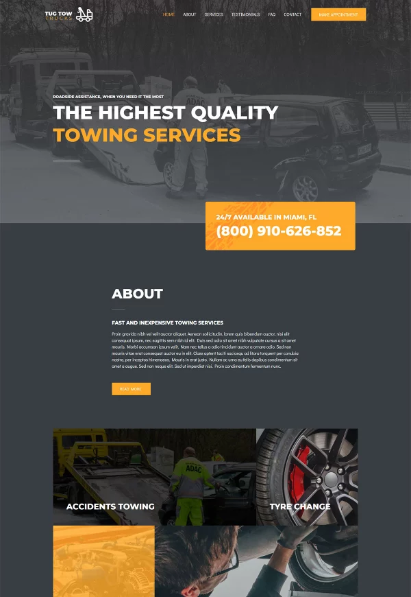 Towing Services​ 网站模板预览