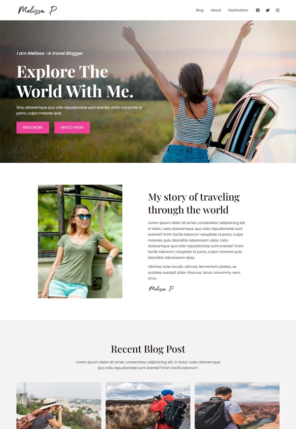 Travel Blog 网站模板预览