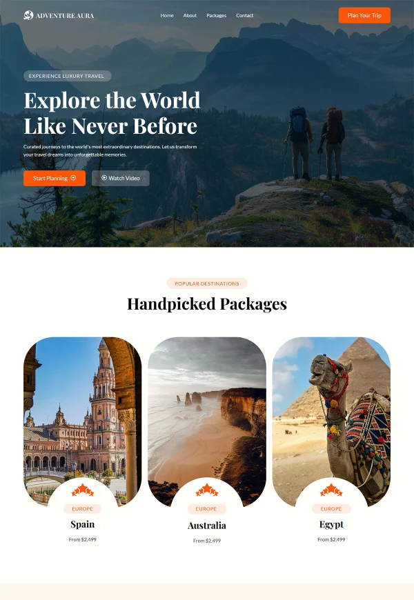 Travel Agency 网站模板预览